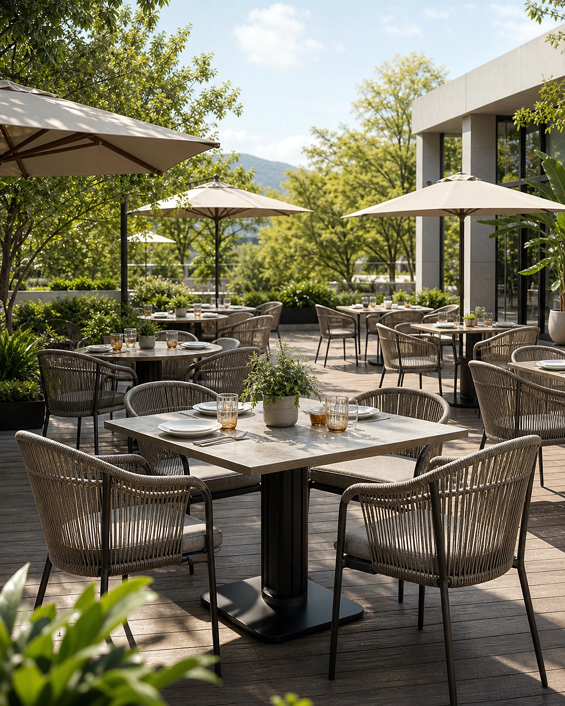 Outdoor woven patio dining set